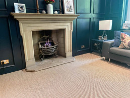 Oak-blue-panel-real-fireplace-modern-oak-panelling-hearth-TV-filming-location-hire-lodge-London