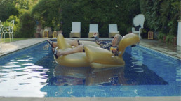 London film location for Adult Material at Park Lodge garden with swimming pool